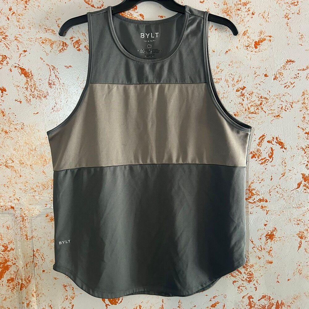 BYLT Tech Tank XXL Gray Performance Athletic Gym Workout Sleeveless Shirt